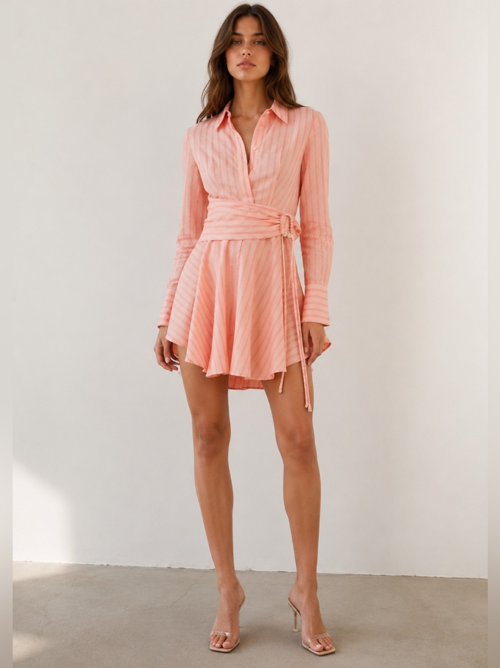 NWT $238 Significant Other Orla Striped buttoned down shirt mini dress sz US 2